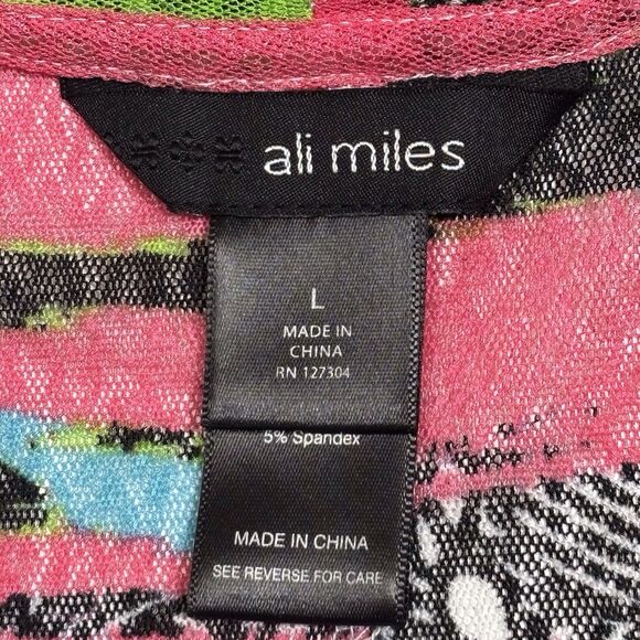 Ali Miles Cardigan Womens Large Pink Blue Green Lightweight Duster Colorful - Picture 7 of 9